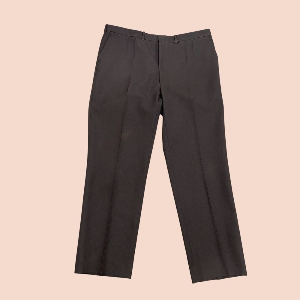 Vintage Pierre Cardin Designer Mens Pleated Dress Pants Brown Charcoal 38x30
